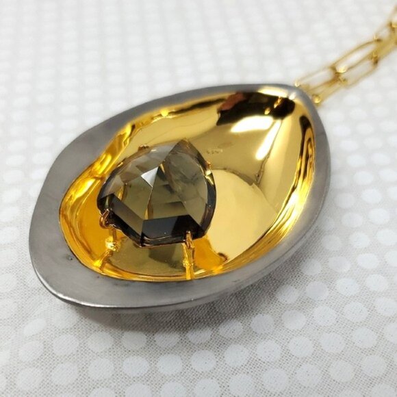 Alexis Bittar Gold Teardrop Pendant Necklace w/ Chain - Picture 3 of 9